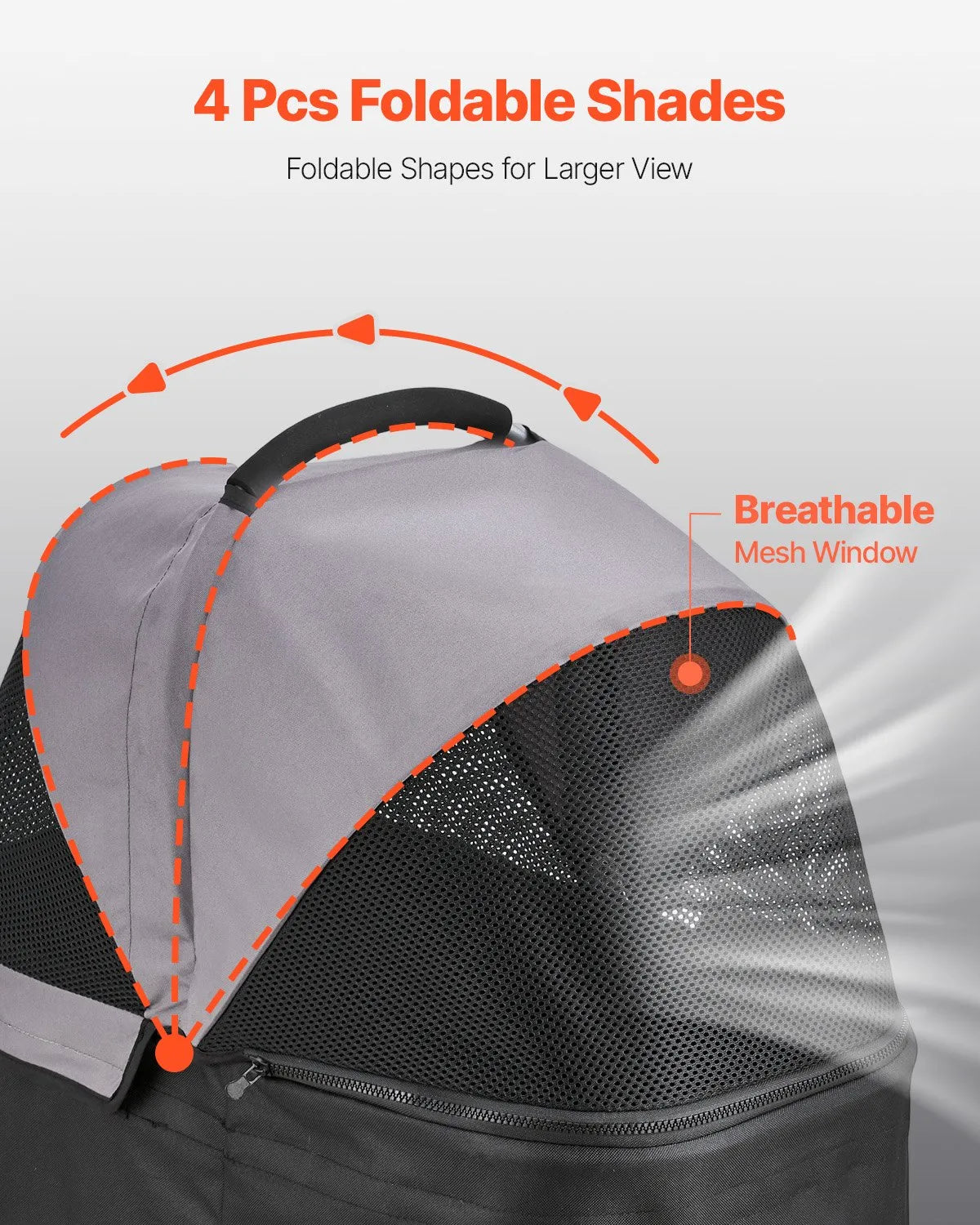 VEVOR Foldable Pet Stroller with 4 Wheels, Removable Carrier and Mesh Windows, Up to 16 kg