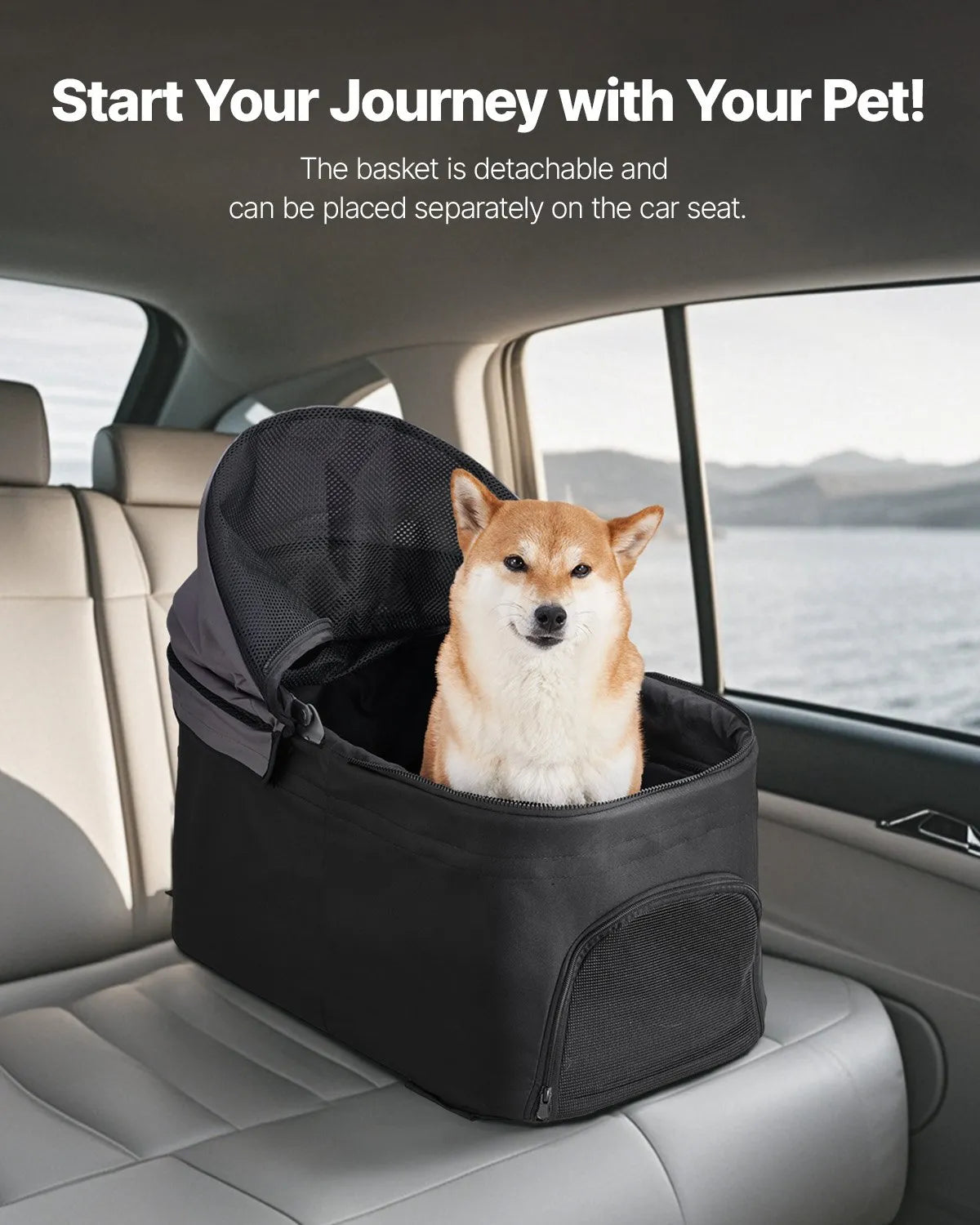 VEVOR Foldable Pet Stroller with 4 Wheels, Removable Carrier and Mesh Windows, Up to 16 kg