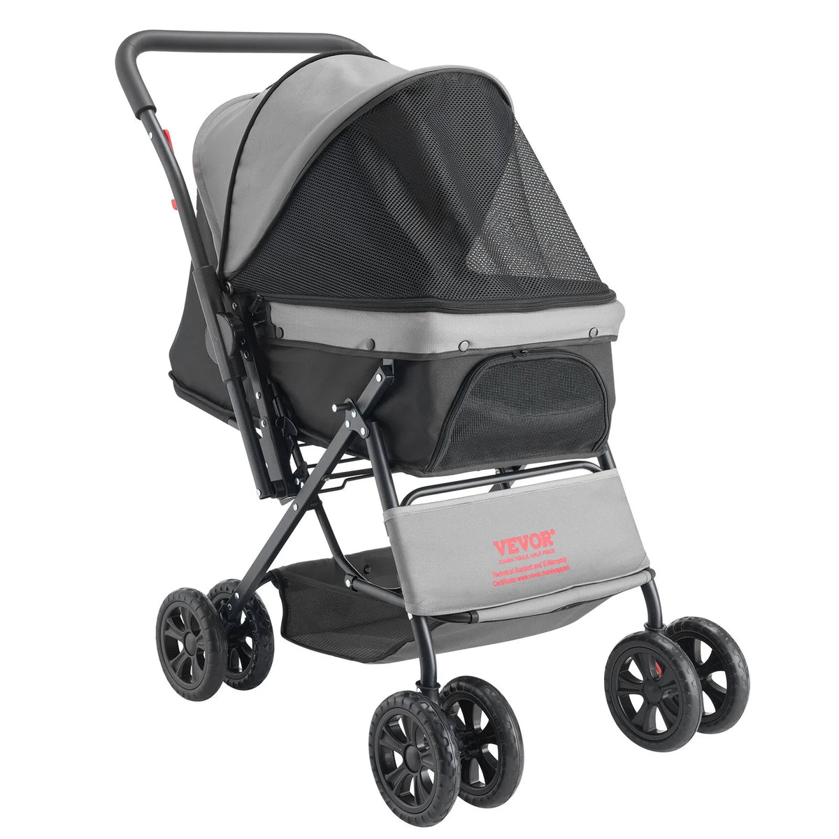 VEVOR Foldable Pet Stroller with 4 Wheels, Mesh Windows and Reversible Handle, up to 20 kg