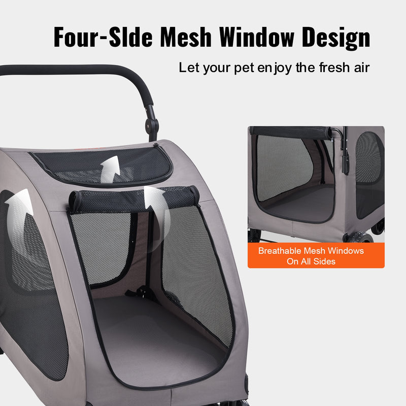 VEVOR četrriteņu mājdzīvnieku ratiņi suņiem, nēsātājs ar 160 lbs / 72,5 kg svara kapacitāti, pārnēsājams