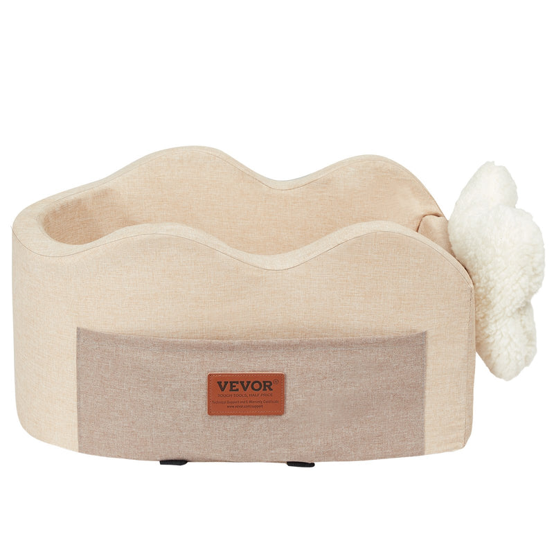 VEVOR paaugstinātais auto sēdeklis maziem suņiem līdz 3,6 kg, novietojams uz centrālās konsoles, gaiši brūns