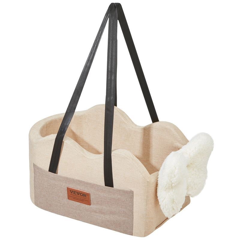 VEVOR paaugstinātais auto sēdeklis maziem suņiem līdz 3,6 kg, novietojams uz centrālās konsoles, gaiši brūns