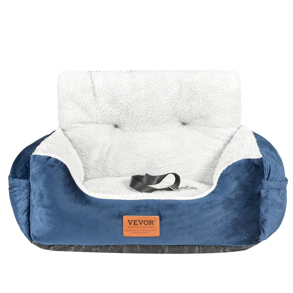 VEVOR koerte autoiste kõrge seljatoe, tasku ja turvarihmaga, koertele kuni 9 kg, sinakashall