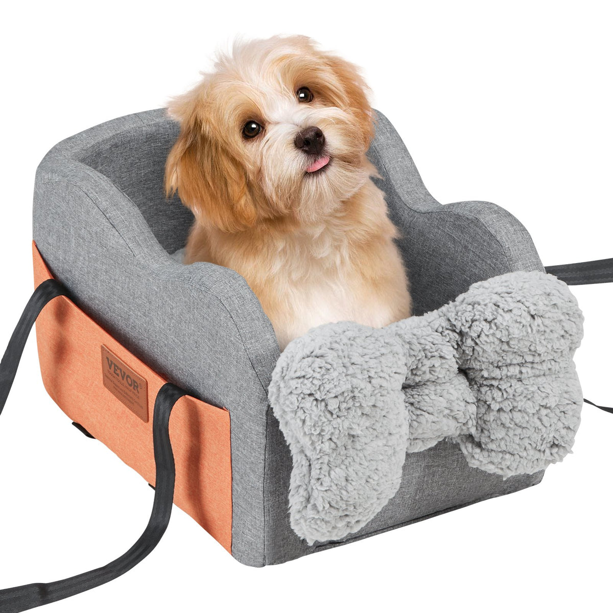 VEVOR Elevated Dog Car Seat for Small Dogs up to 3.6 kg, Centre Console Mounted, Grey