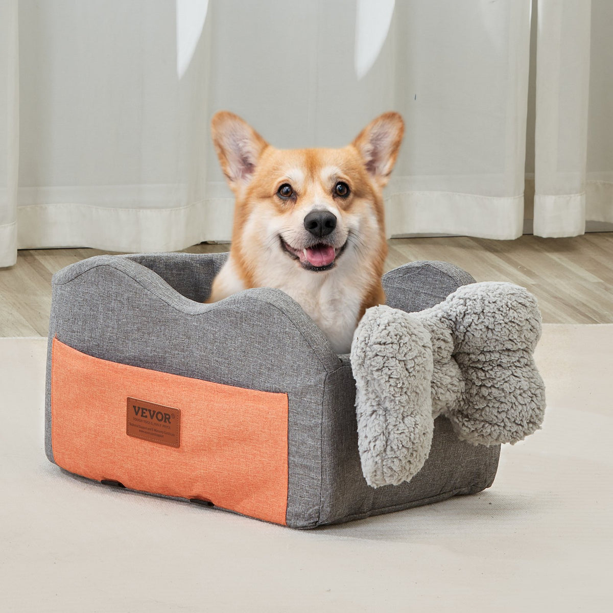 VEVOR Elevated Dog Car Seat for Small Dogs up to 3.6 kg, Centre Console Mounted, Grey