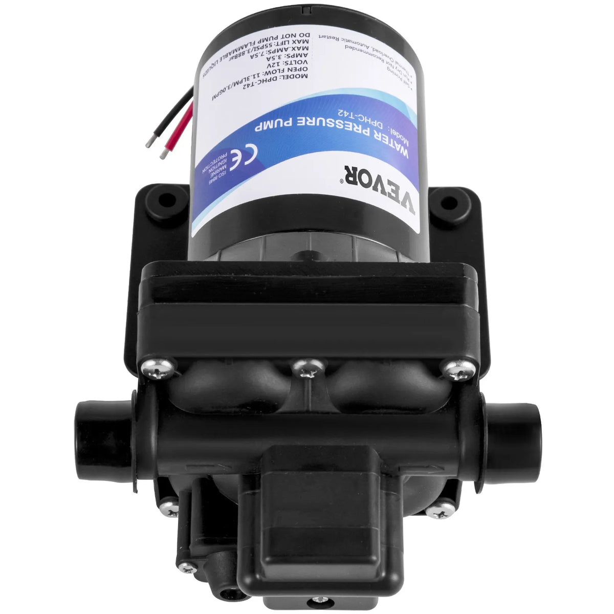 VEVOR Freshwater Pump 12 V, Self-Priming Diaphragm Pump 11 l/min, Pressure up to 3.8 bar, with Pressure Switch and Removable Filter, Suitable for Campers, Caravans, Boats and Garden Watering