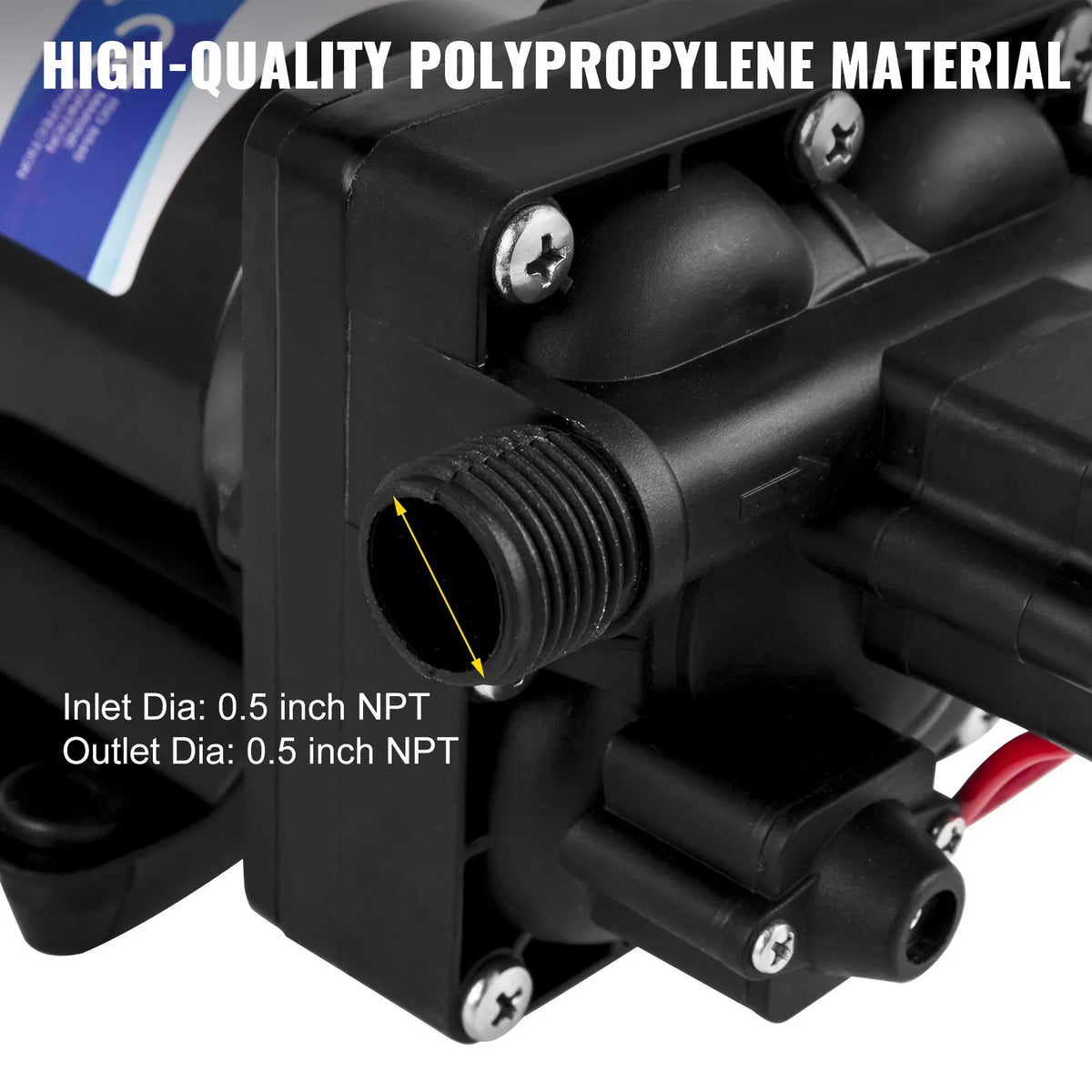 VEVOR Freshwater Pump 12 V, Self-Priming Diaphragm Pump 11 l/min, Pressure up to 3.8 bar, with Pressure Switch and Removable Filter, Suitable for Campers, Caravans, Boats and Garden Watering