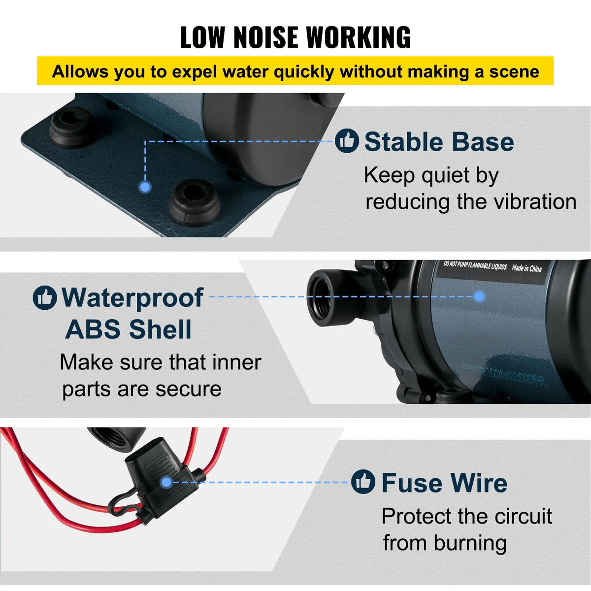 VEVOR Wash Pump, 12 V DC, 26 l/min, Pressure up to 4 bar, Self-Priming Water Pump with 3 m Lift, EPDM Valve, Universal Saltwater Filter and Internal/External Threaded Connection, for Campers, Boats and Yachts