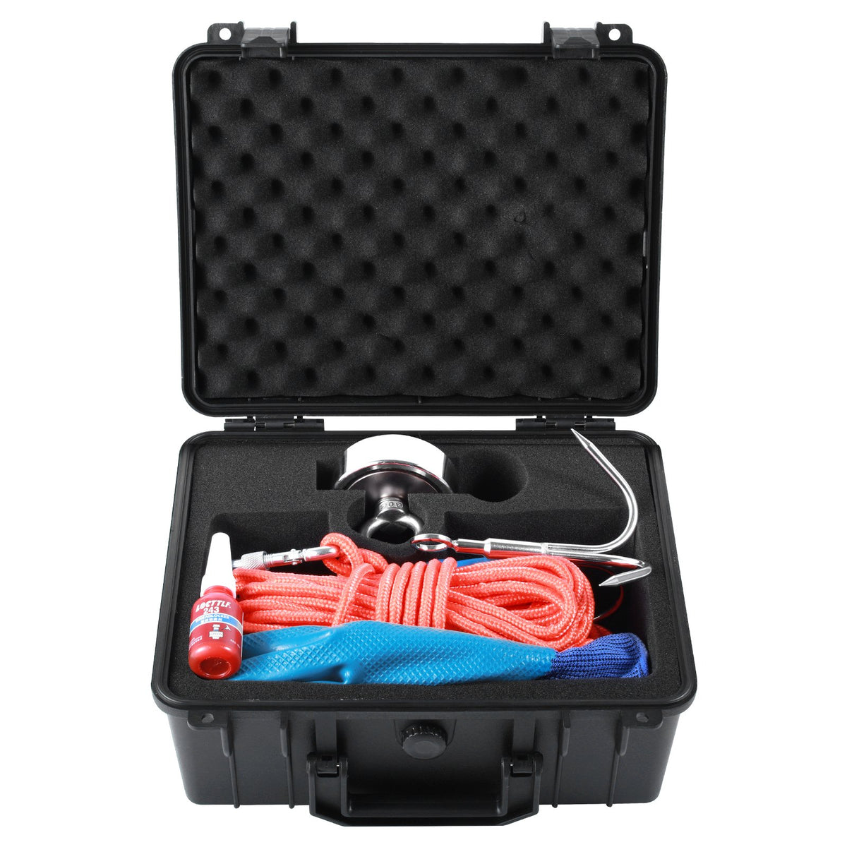 VEVOR Magnetic Fishing Kit with 545 kg Pulling Force, Double-Sided, Ø 75 mm, with Rope, Hook, Gloves, Waterproof Case, Eyebolt and Carabiner