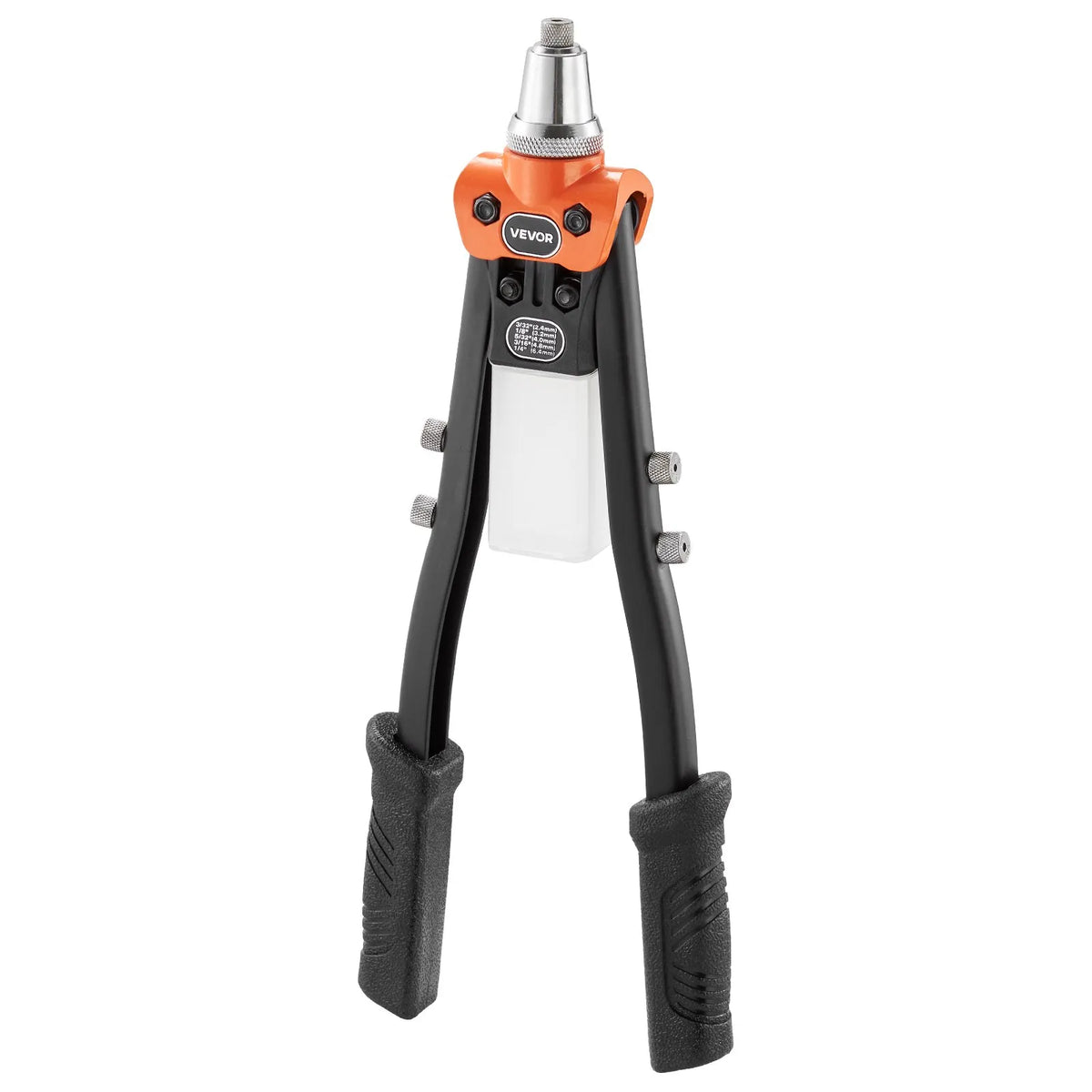 VEVOR Manual Rivet Gun Kit, with 230 Blind Rivets, Two-Hand Riveter with 5 Interchangeable Nozzles, 5 Drill Bits and Carrying Case for Metal, Auto, Home and DIY Work