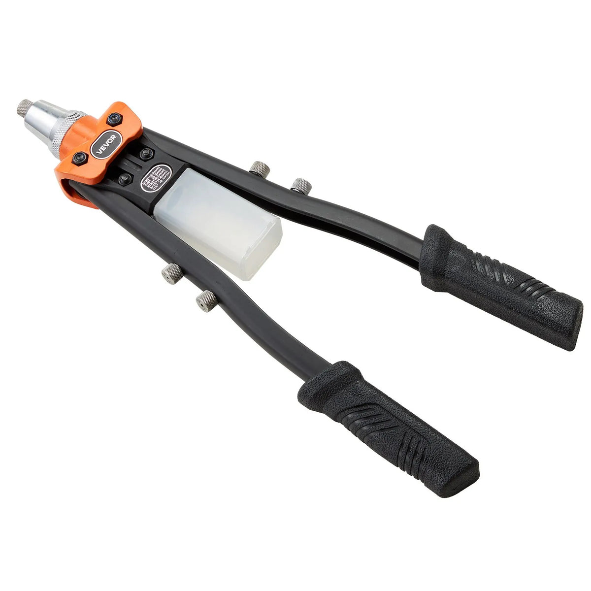 VEVOR Manual Rivet Gun Kit, with 230 Blind Rivets, Two-Hand Riveter with 5 Interchangeable Nozzles, 5 Drill Bits and Carrying Case for Metal, Auto, Home and DIY Work