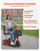 VEVOR 3 riteņu elektriskais mobilitātes skrejritenis pieaugušajiem un senioriem, salokāms, darbības attālums līdz 20 km, piemērots dažādiem segumiem, neslīdoši riteņi, kāpuma pārvarēšana līdz 9°, slodze līdz 120 kg - ZEMLETES.LV