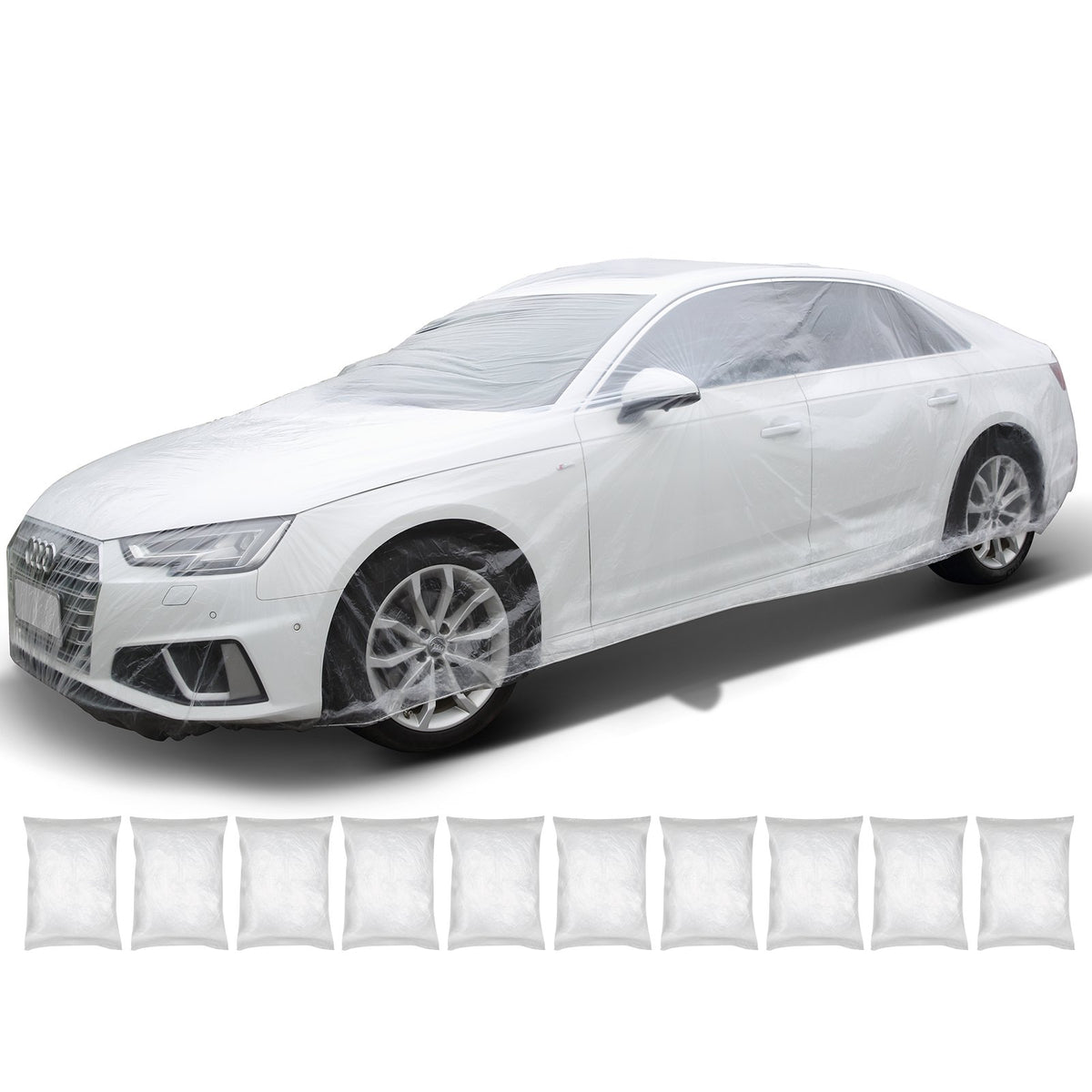 VEVOR Transparent Plastic Car Covers, 10 Pieces, Disposable, 6.7 × 3.7 m, Waterproof and Dustproof, Suitable for Indoor and Outdoor Use, Universal Size
