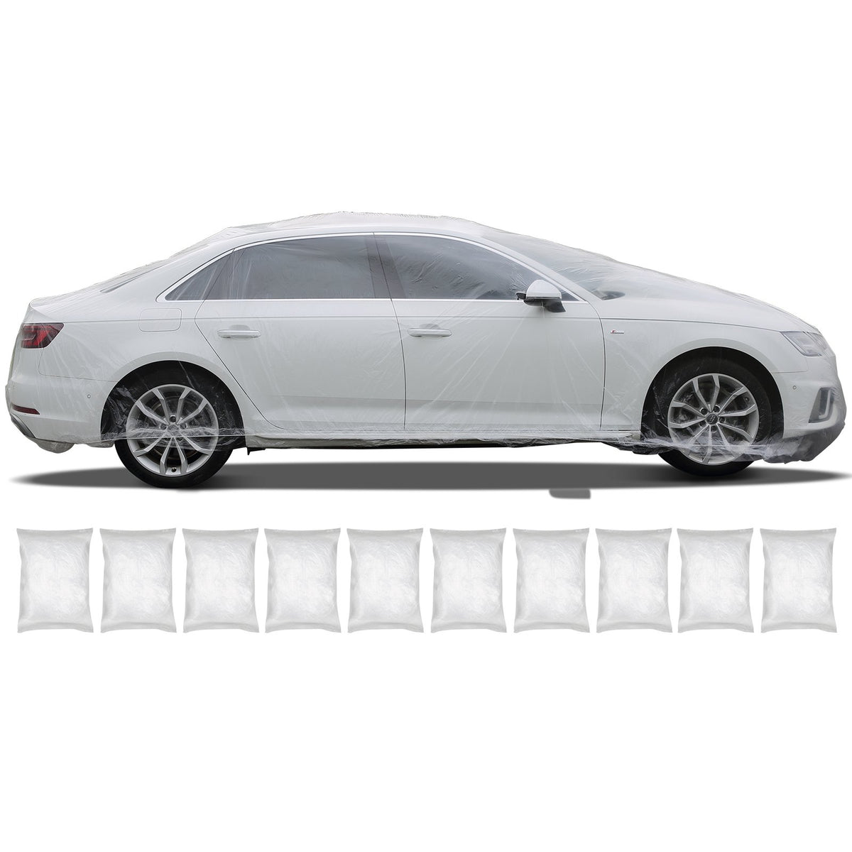 VEVOR Transparent Plastic Car Covers, 10 Pieces, Disposable, 6.7 × 3.7 m, Waterproof and Dustproof, Suitable for Indoor and Outdoor Use, Universal Size