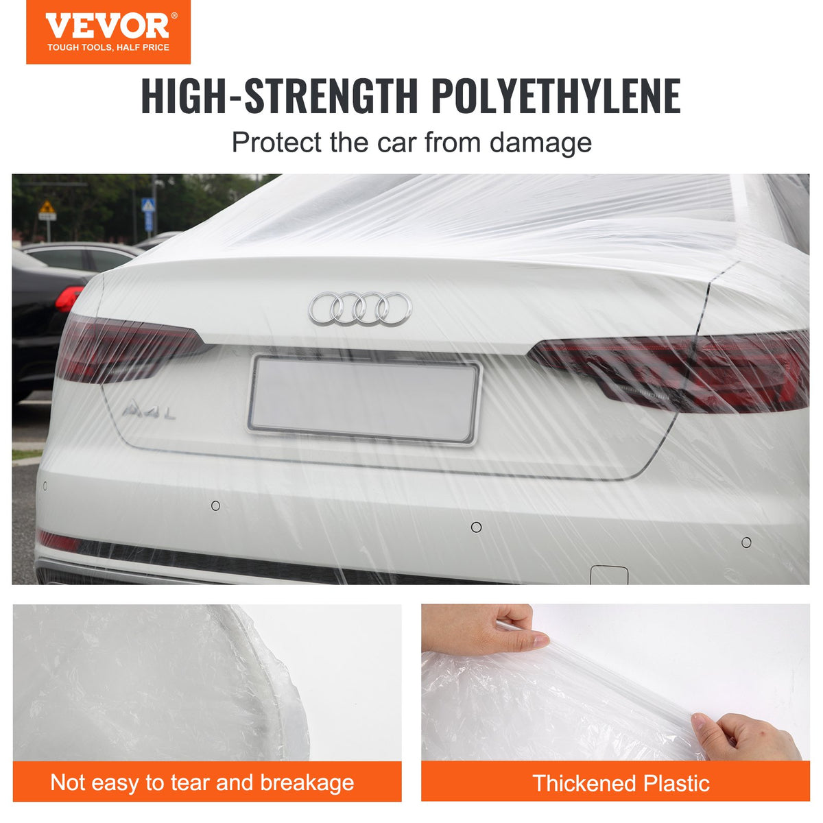VEVOR Transparent Plastic Car Covers, 10 Pieces, Disposable, 6.7 × 3.7 m, Waterproof and Dustproof, Suitable for Indoor and Outdoor Use, Universal Size