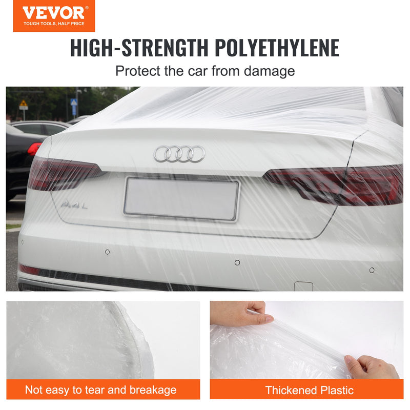 VEVOR caurspīdīgi plastmasas auto pārsegi, 10 gab., vienreizlietojami, 6,7 × 3,7 m, ūdensizturīgi un putekļu necaurlaidīgi, piemēroti lietošanai iekštelpās un ārā, universāla izmēra