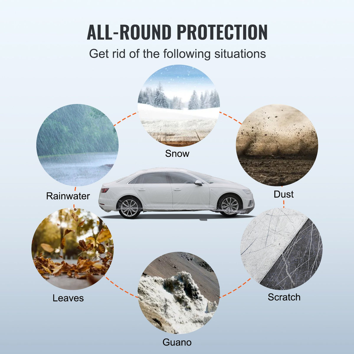 VEVOR Transparent Plastic Car Covers, 10 Pieces, Disposable, 6.7 × 3.7 m, Waterproof and Dustproof, Suitable for Indoor and Outdoor Use, Universal Size
