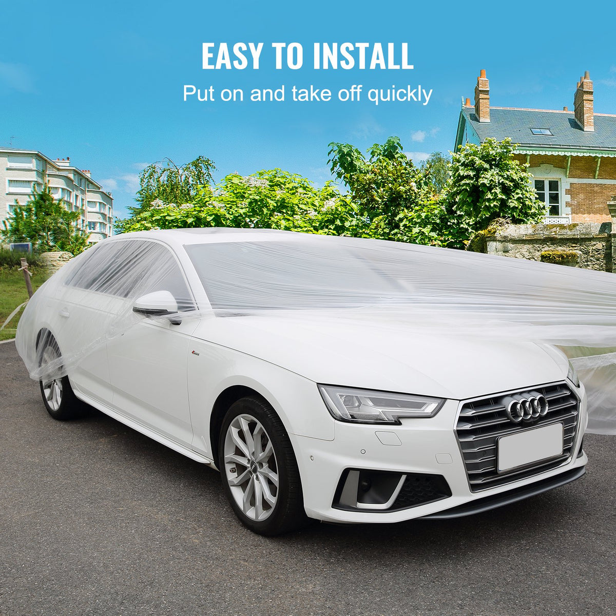 VEVOR Transparent Plastic Car Covers, 10 Pieces, Disposable, 6.7 × 3.7 m, Waterproof and Dustproof, Suitable for Indoor and Outdoor Use, Universal Size