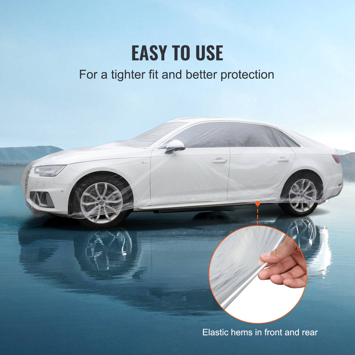 VEVOR Transparent Plastic Car Covers, 10 Pieces, Disposable, 6.7 × 3.7 m, Waterproof and Dustproof, Suitable for Indoor and Outdoor Use, Universal Size