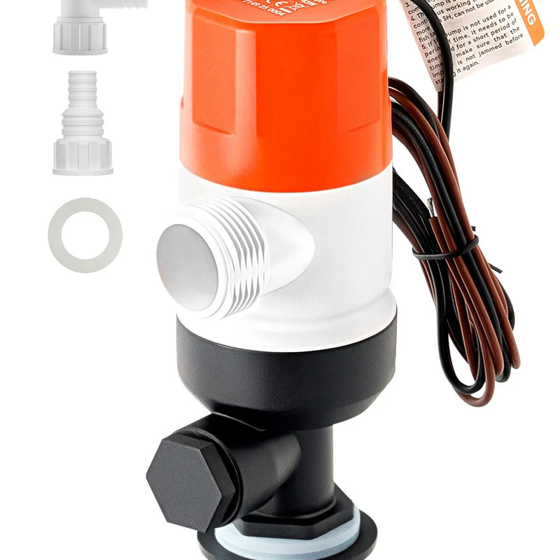 VEVOR 12 V laivas livewell aeratora sūknis, plūsma 69 l/min, taisna konstrukcija ar dubultu ieplūdi, korozijizturīgs ABA korpuss un noņemams motora kasetnes modulis, piemērots saldūdenim un sālsūdenim