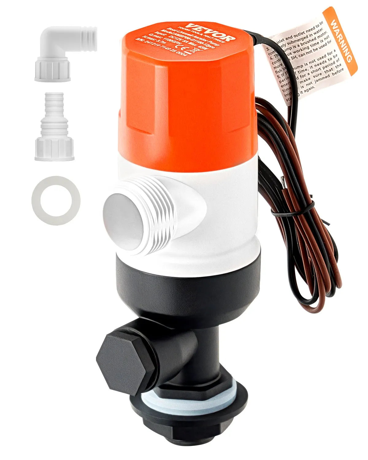 VEVOR 12 V Boat Livewell Aerator Pump, 69 l/min Flow Rate, Straight Design with Dual Inlet, Corrosion-Resistant ABA Housing and Removable Motor Cartridge Module, Suitable for Freshwater and Saltwater