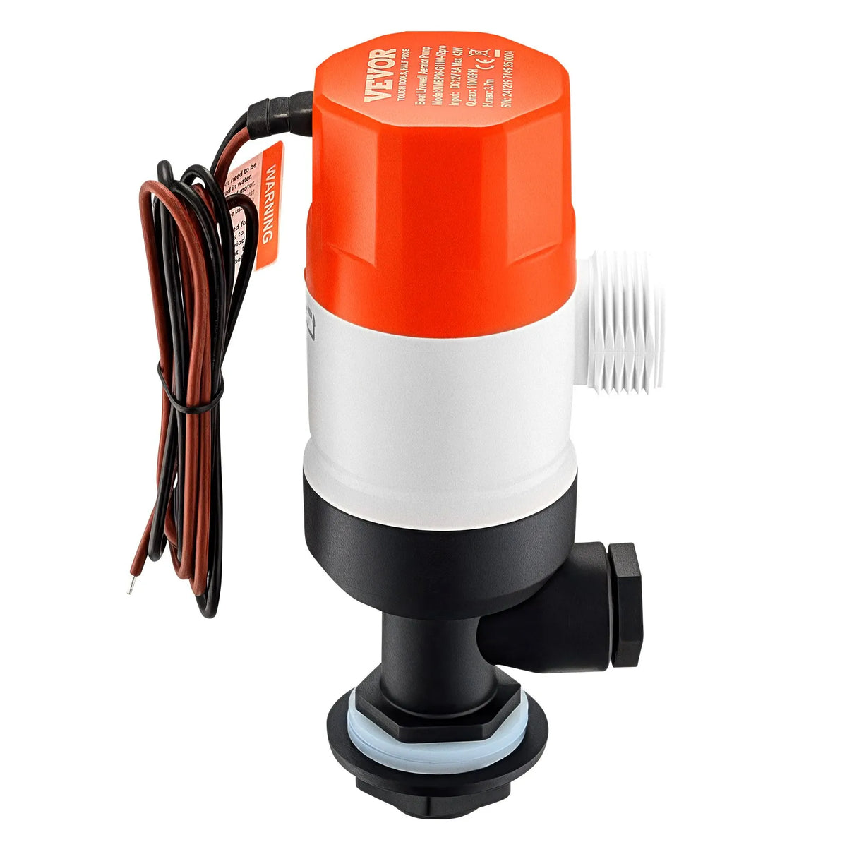 VEVOR 12 V Boat Livewell Aerator Pump, 69 l/min Flow Rate, Straight Design with Dual Inlet, Corrosion-Resistant ABA Housing and Removable Motor Cartridge Module, Suitable for Freshwater and Saltwater