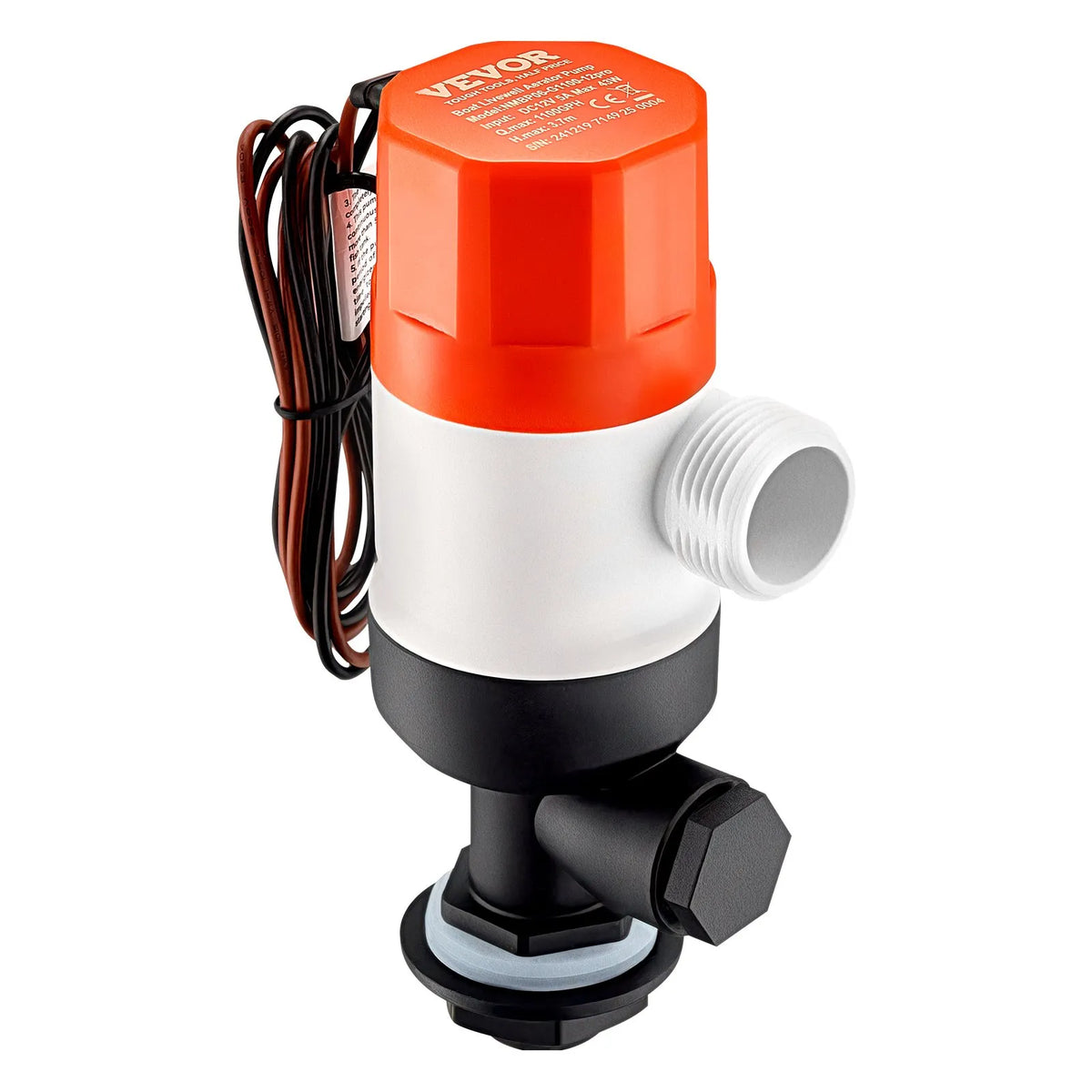 VEVOR 12 V Boat Livewell Aerator Pump, 69 l/min Flow Rate, Straight Design with Dual Inlet, Corrosion-Resistant ABA Housing and Removable Motor Cartridge Module, Suitable for Freshwater and Saltwater
