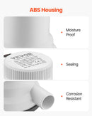 VEVOR 12 V laivas dzīvo zivju tvertnes aeratora sūknis, plūsma 101 l/min, taisnas konstrukcijas sūknis ar dubultu ieplūdi, korozijizturīgs ABA korpuss un noņemama motora kasetne, piemērots saldūdenim un sālsūdenim