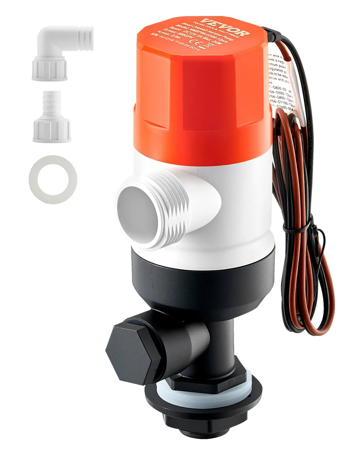 VEVOR 12 V Live Bait Tank Aerator Pump, 32 l/min Flow Rate, Straight Pump with Dual Inlet, Corrosion-Resistant ABA Housing and Removable Motor Cartridge, Suitable for Freshwater and Saltwater