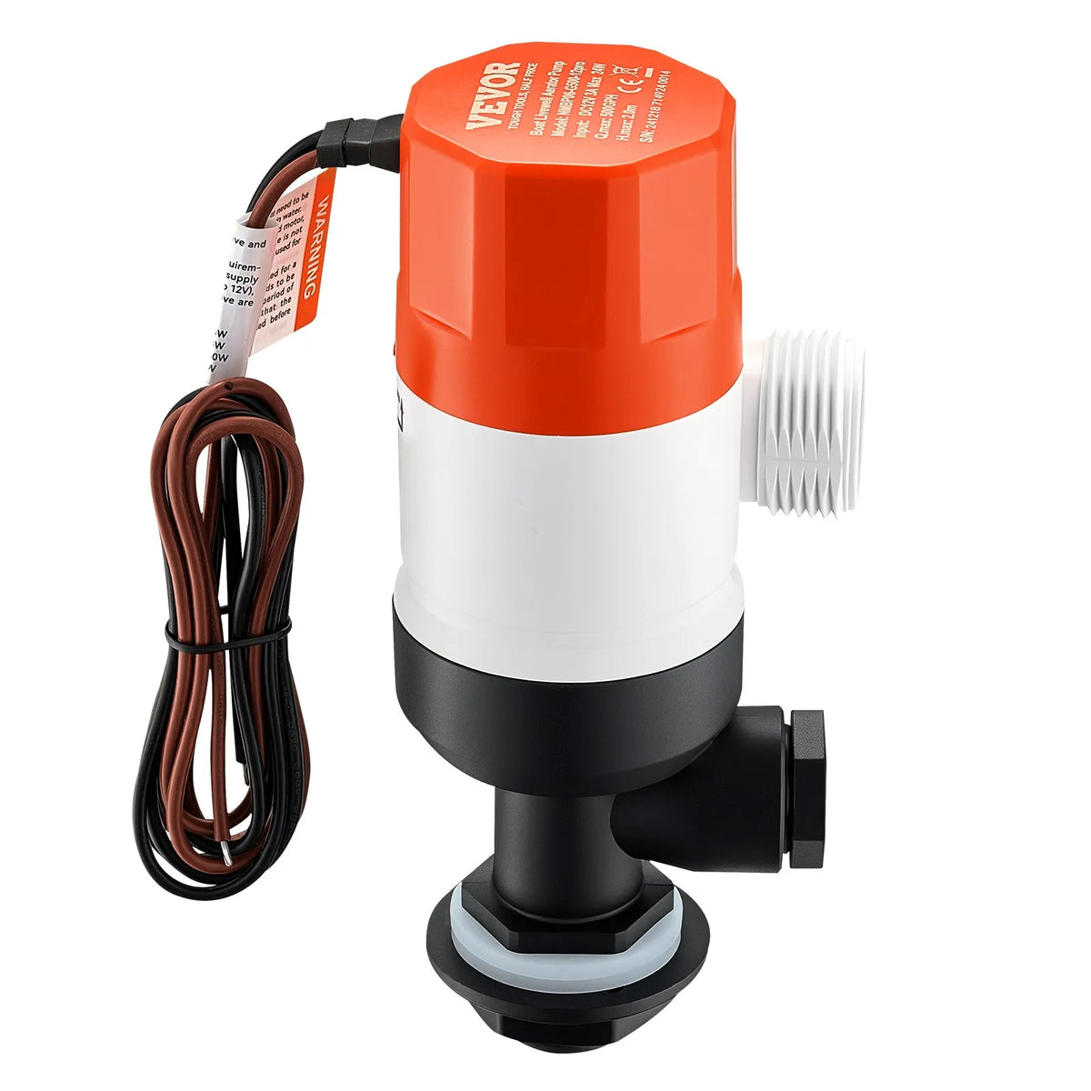 VEVOR 12 V Live Bait Tank Aerator Pump, 32 l/min Flow Rate, Straight Pump with Dual Inlet, Corrosion-Resistant ABA Housing and Removable Motor Cartridge, Suitable for Freshwater and Saltwater