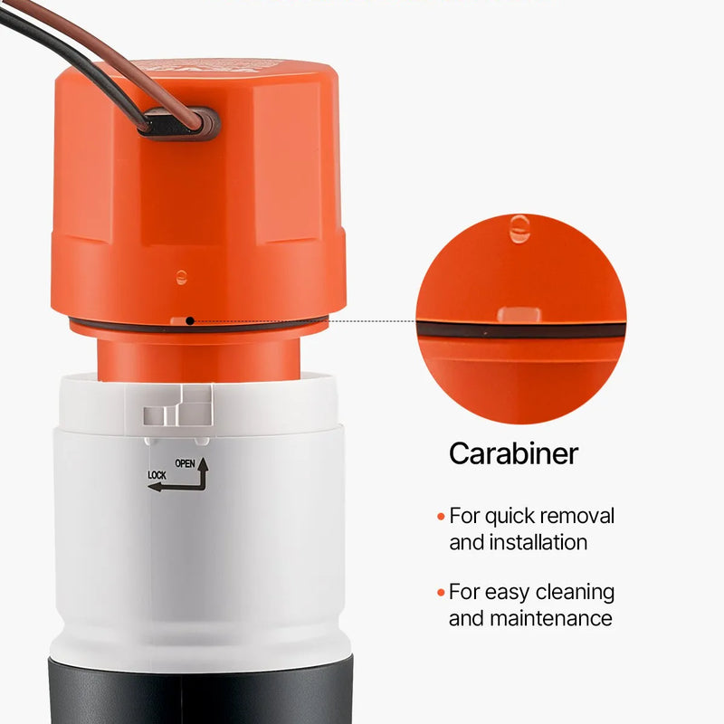 VEVOR 12 V laivas dzīvo zivju tvertnes aeratora sūknis, plūsma 32 l/min, taisnas konstrukcijas sūknis ar dubultu ieplūdi, korozijizturīgs ABA korpuss un noņemama motora kasetne, piemērots saldūdenim un sālsūdenim