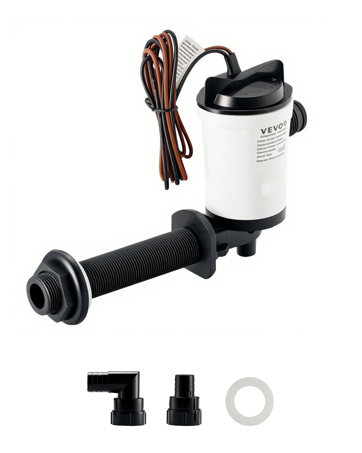 VEVOR 12 V Boat Live Fish Tank Aerator Pump, 50 l/min Flow, 90° Design with Removable Motor, Corrosion-Resistant Submersible Bait Tank Pump, Suitable for Freshwater and Saltwater