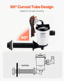 VEVOR 12 V laivas dzīvo zivju tvertnes aeratora sūknis, plūsma 50 l/min, 90° konstrukcija ar noņemamu motoru, korozijizturīgs iegremdējams ēsmas tvertnes sūknis, piemērots saldūdenim un sālsūdenim