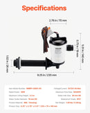 VEVOR 12 V laivas dzīvo zivju tvertnes aeratora sūknis, plūsma 50 l/min, 90° konstrukcija ar noņemamu motoru, korozijizturīgs iegremdējams ēsmas tvertnes sūknis, piemērots saldūdenim un sālsūdenim