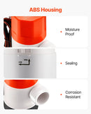 VEVOR taisnas konstrukcijas dzīvo zivju tvertnes aeratora sūknis, plūsma 50 l/min, ar dubultu ieplūdi, korozijizturīgu ABA korpusu un noņemamu motora kasetni, piemērots saldūdenim un sālsūdenim