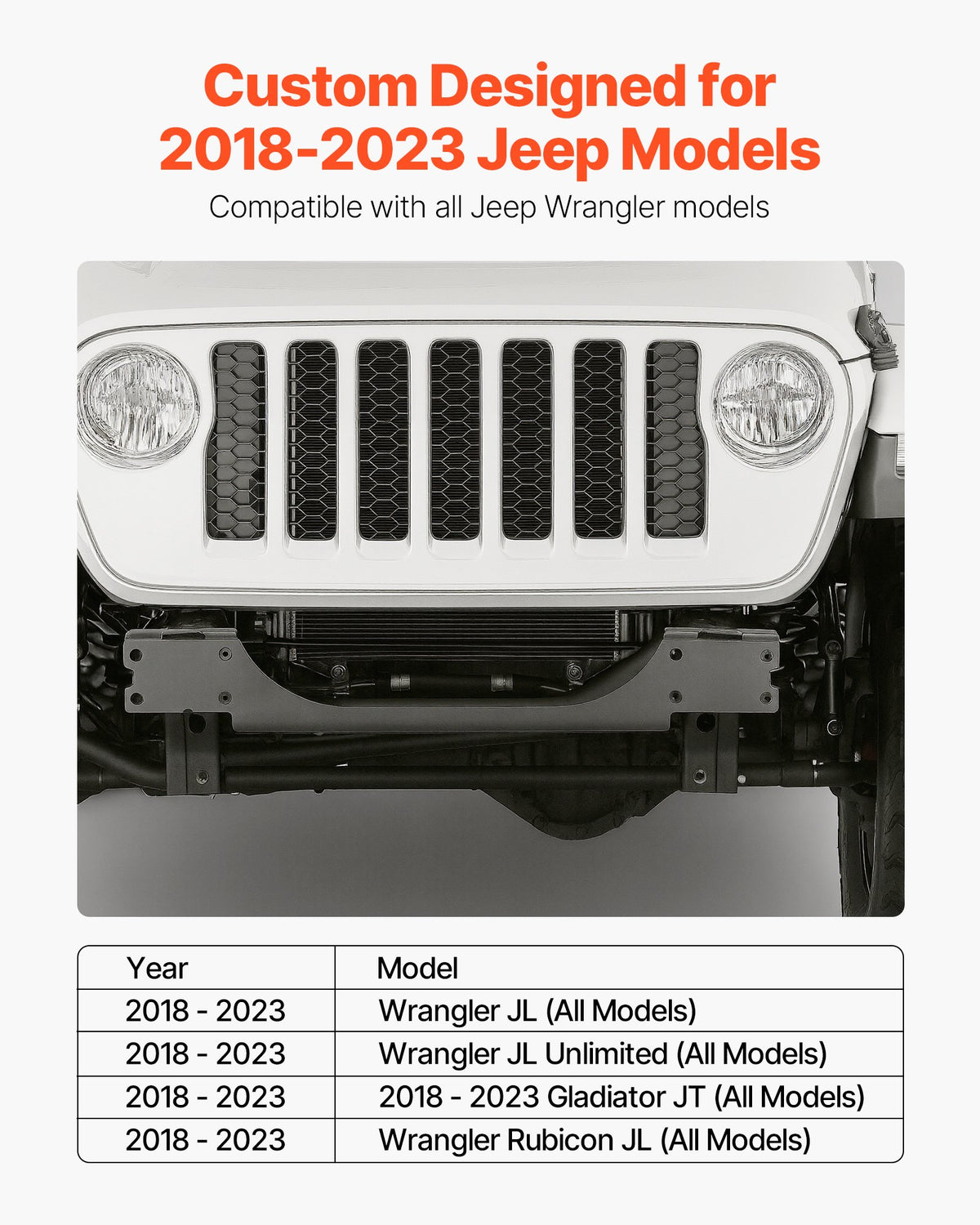 Vinčas stiprinājums piekabes āķim Jeep Wrangler JL/JLU un Gladiator JT modeļiem (2018–2023), 2 montāžas atveres, pulverkrāsots tērauds, melns - ZEMLETES.LV