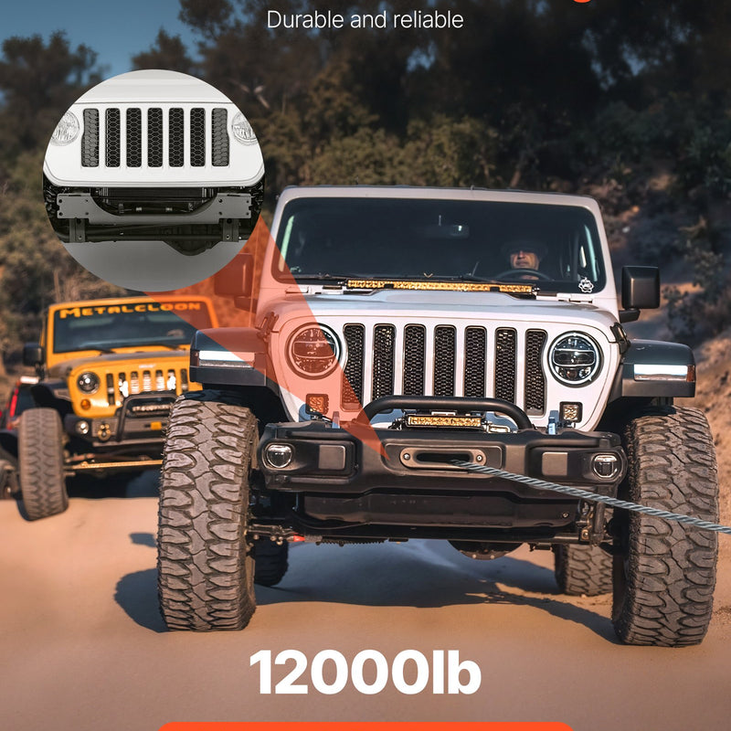 Vinčas stiprinājums piekabes āķim Jeep Wrangler JL/JLU un Gladiator JT modeļiem (2018–2023), 2 montāžas atveres, pulverkrāsots tērauds, melns