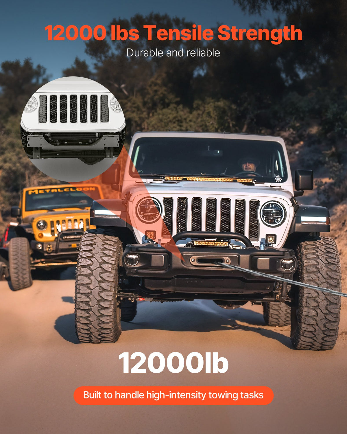 Vinčas stiprinājums piekabes āķim Jeep Wrangler JL/JLU un Gladiator JT modeļiem (2018–2023), 2 montāžas atveres, pulverkrāsots tērauds, melns - ZEMLETES.LV