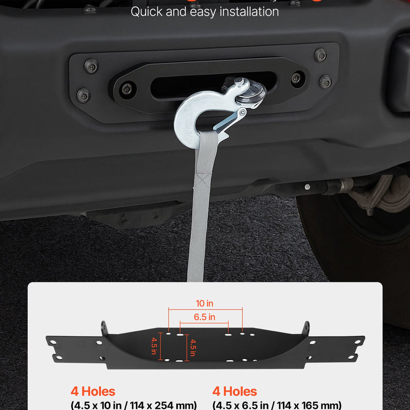 Vinčas stiprinājums piekabes āķim Jeep Wrangler JL/JLU un Gladiator JT modeļiem (2018–2023), 2 montāžas atveres, pulverkrāsots tērauds, melns