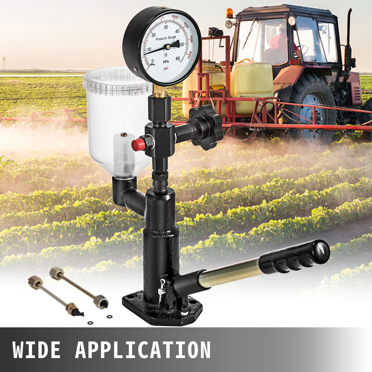 VEVOR MOPHORN 400 bar / 6000 PSI diesel fuel injector tester with dual gauge for injector pressure adjustment and testing