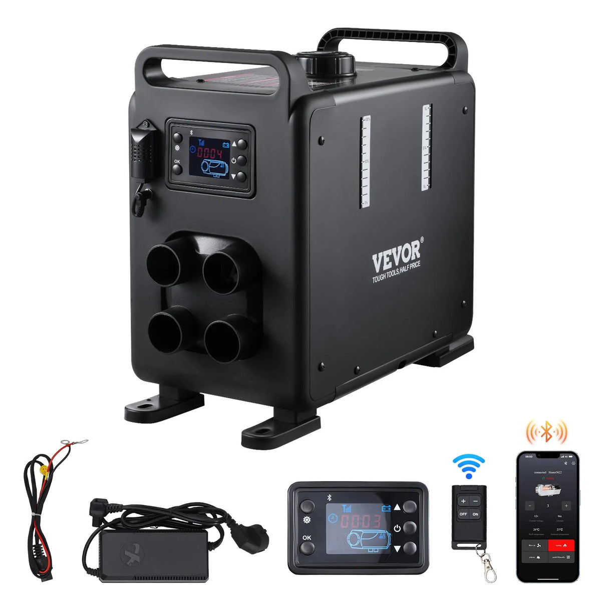 Dīzeļdegvielas gaisa sildītājs 220V un 12V/24V 8 kW ar Bluetooth lietotnes vadību transportlīdzekļiem