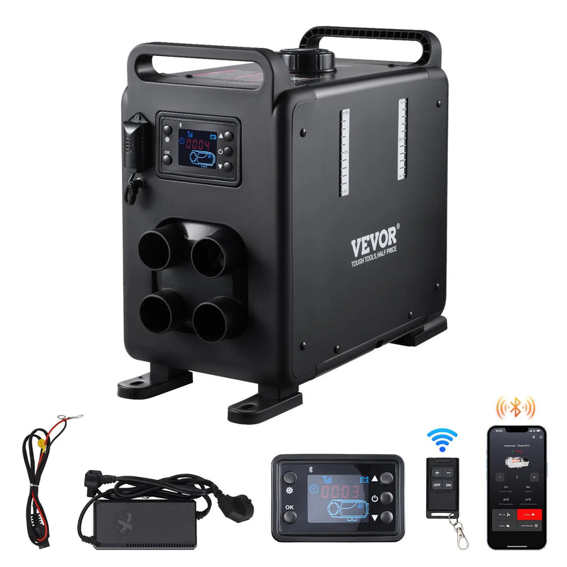 Dīzeļdegvielas gaisa sildītājs 12V/24V 8 kW ar Bluetooth lietotnes vadību transportlīdzekļiem
