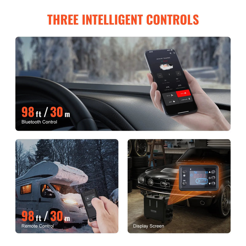 Dīzeļdegvielas gaisa sildītājs 12V/24V 8 kW ar Bluetooth lietotnes vadību transportlīdzekļiem