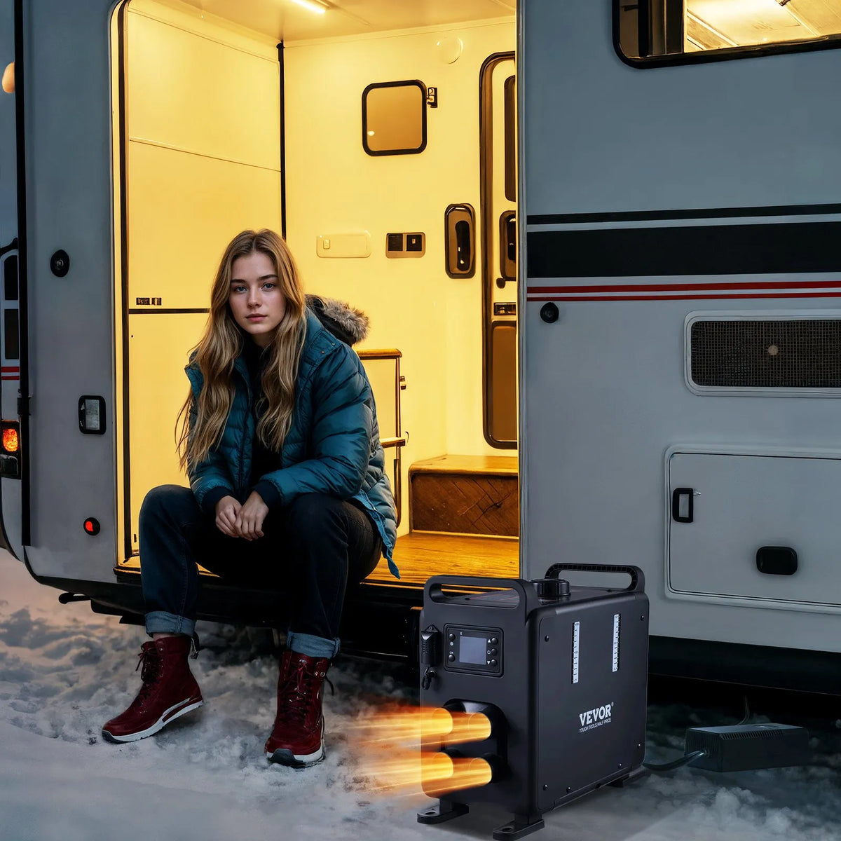 Dīzeļdegvielas gaisa sildītājs 220V un 12V/24V 8 kW ar Bluetooth lietotnes vadību transportlīdzekļiem