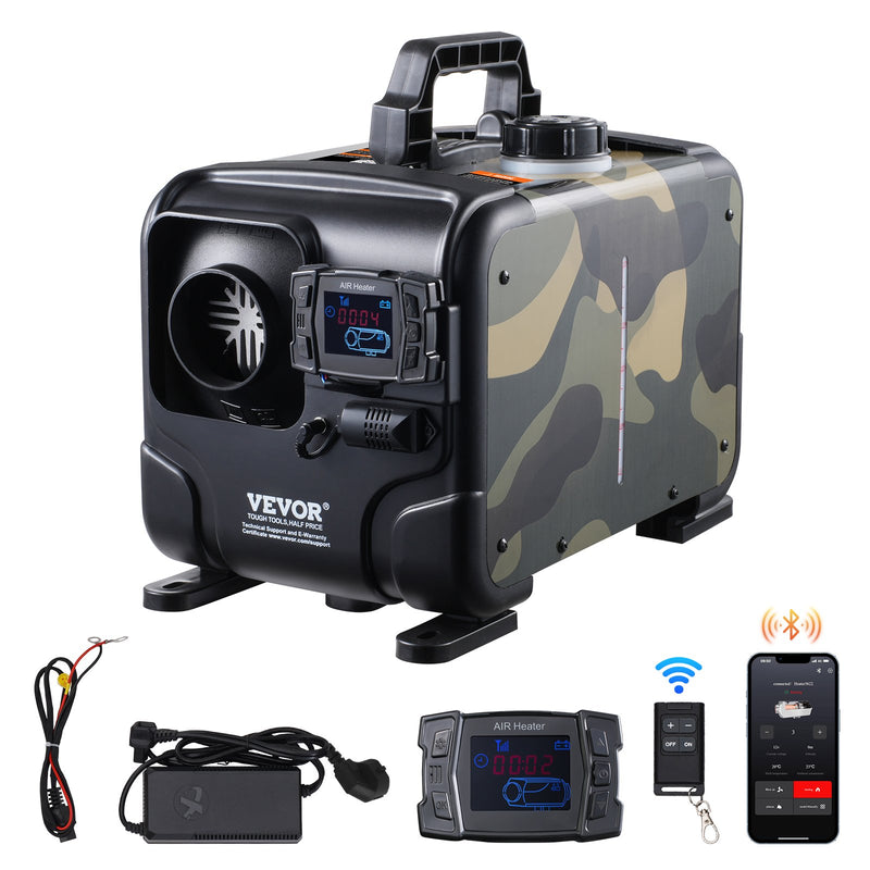 VEVOR dīzeļa gaisa sildītājs, 8 kW, 12 V/24 V, ar Bluetooth lietotni un tālvadību
