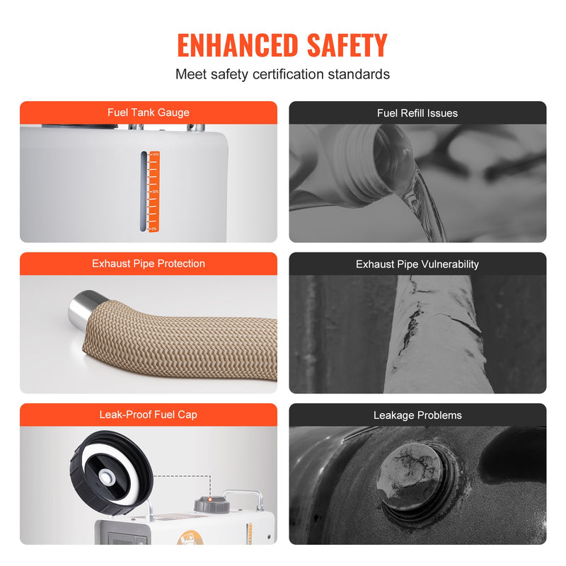 220V un 12V/24V 2KW VEVOR dīzeļa gaisa sildītājs 2.2L baka Bluetooth APP tālvadības pults lietošanai ārpus telpām