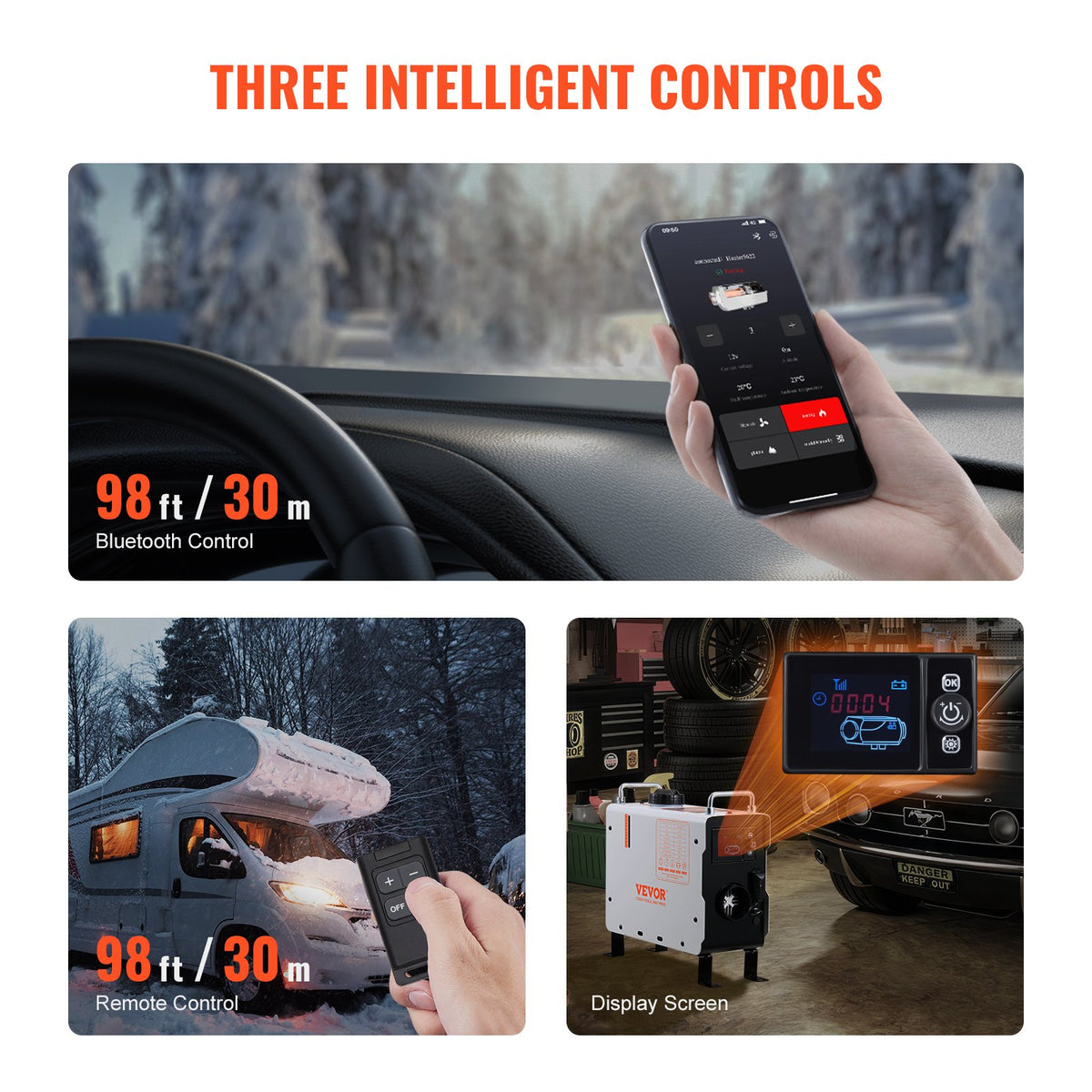 220V un 12V/24V 2KW VEVOR dīzeļa gaisa sildītājs 2.2L baka Bluetooth APP tālvadības pults lietošanai ārpus telpām