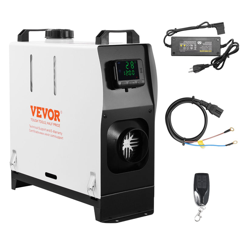 220V un 12v VEVOR 5–8 kW dīzeļsildītājs, dīzeļa gaisa sildītājs viss vienā ar tālvadības pulti un LCD ekrānu, ātra uzsildīšana, zems trokšņa līmenis, pārnēsājams dīzeļsildītājs kravas automašīnām, furgoniem un kemperiem