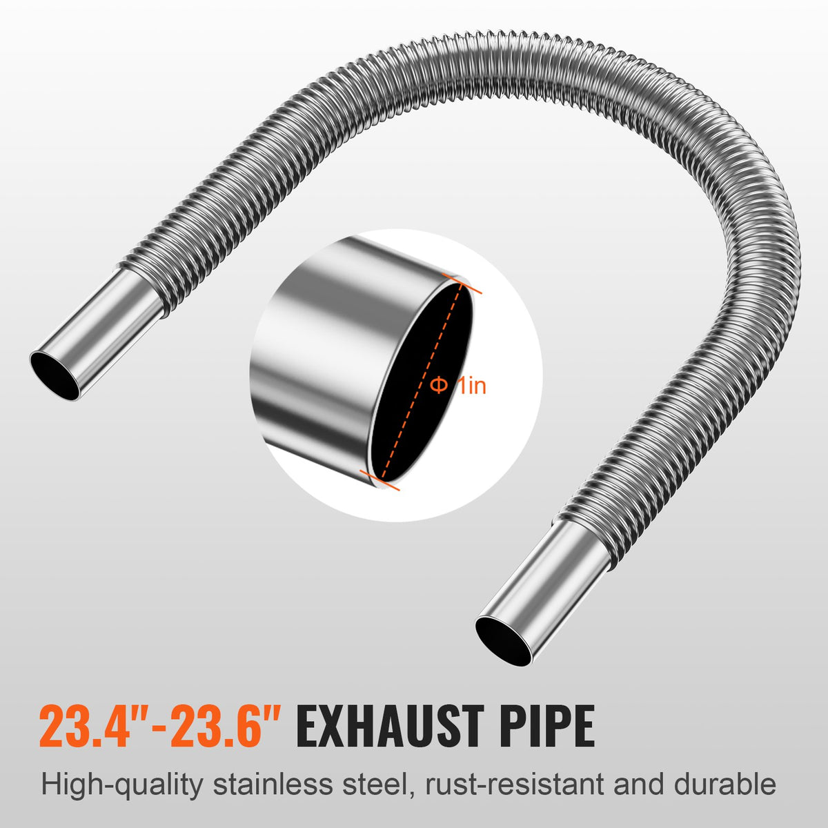 VEVOR Diesel Heater Pipe & Wiring Kit, 7.62 cm Extendable Air Hose, 2.54 cm Stainless Steel Exhaust Pipe, 2 Air Vents, T-Shaped Air Outlet Connector and Hose Clamps, Suitable for 2KW/5KW/8KW Heaters