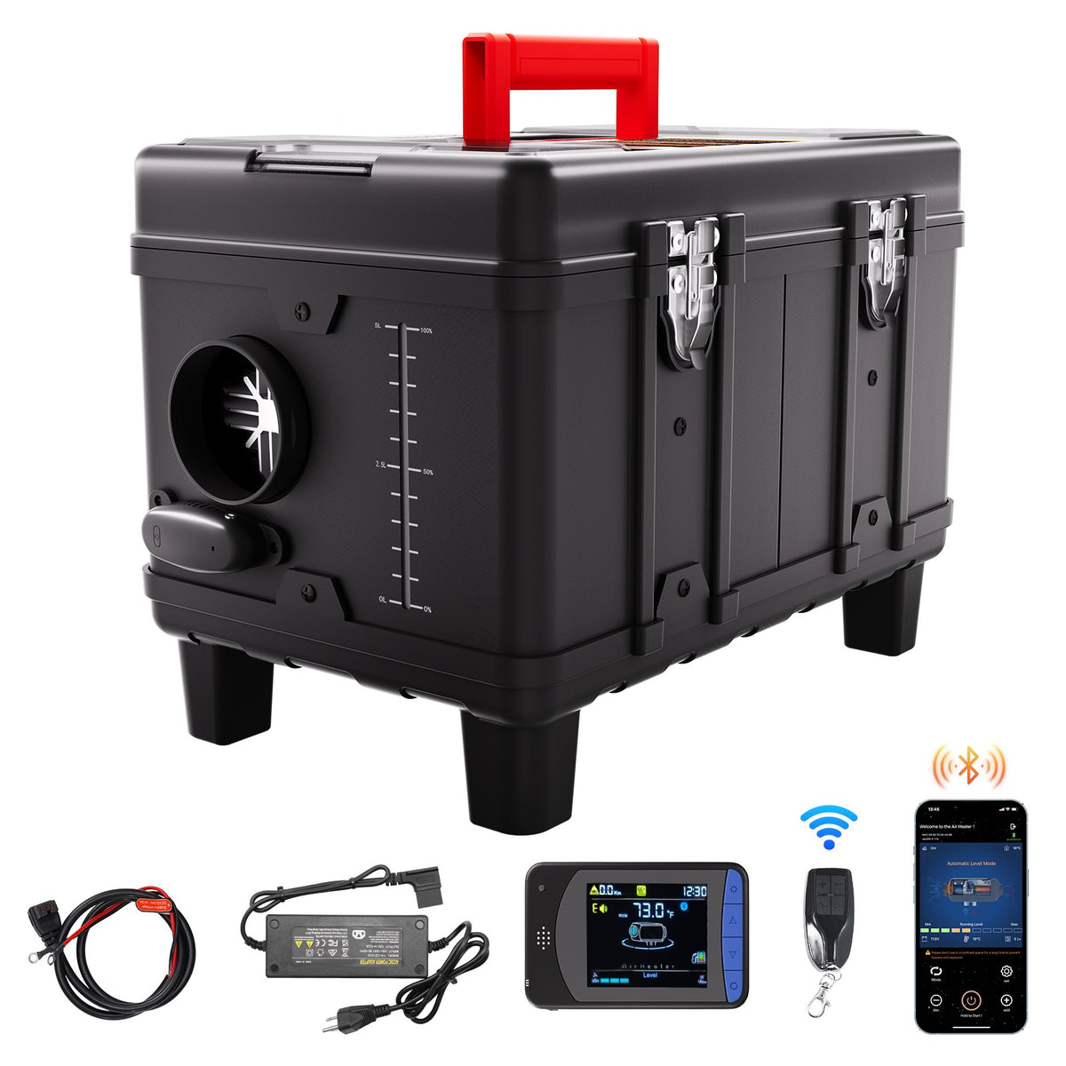 220V un 12V/24V 8KW VEVOR Dīzeļa Gaisa Sildītājs ar Bluetooth Lietotni un Tālvadības Pulti Transportlīdzekļiem